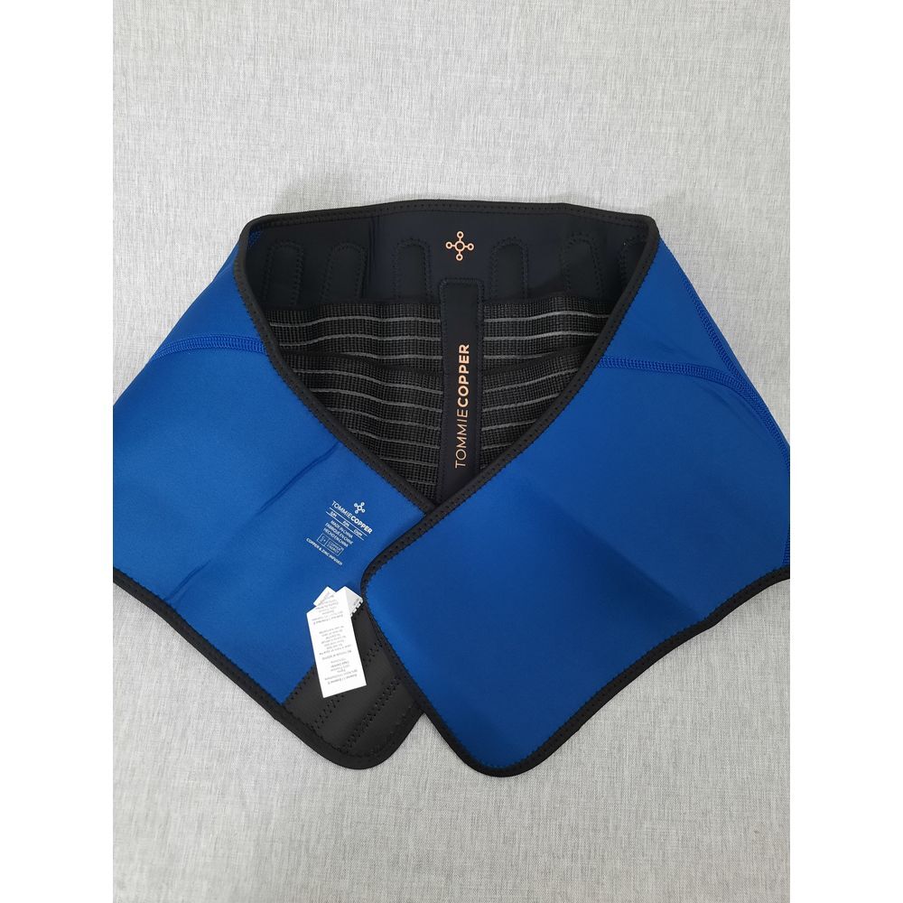 Tommie Copper Men S/M Blck/Blue Padded Stretch Adjustable Compression Back Brace